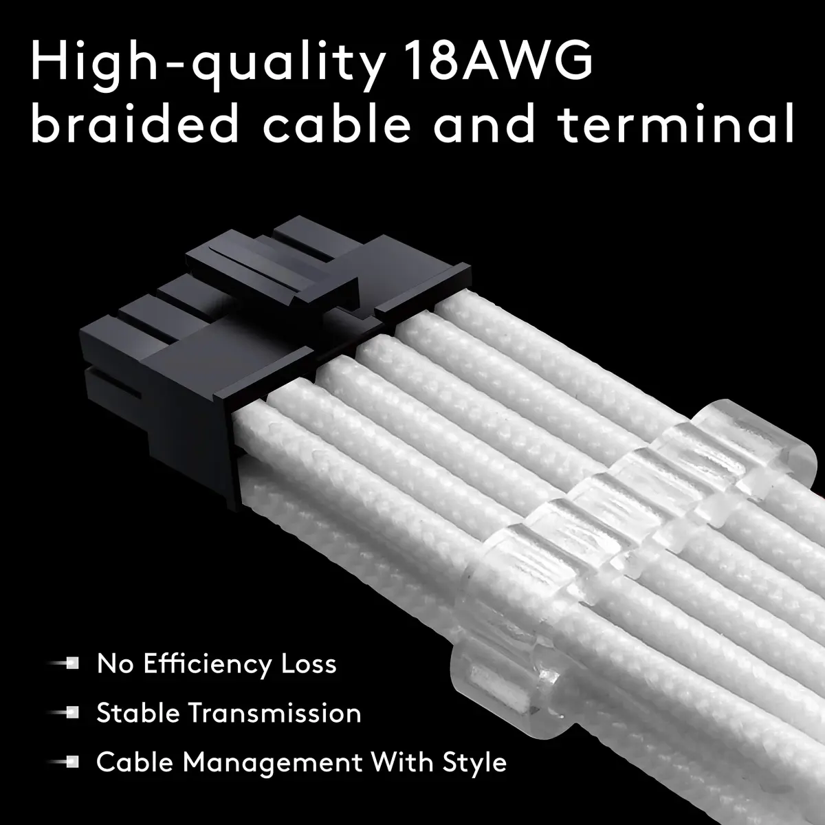 EZDIY-FAB RTX 3000 Series 12 Pin to Dual 8 Pin PCIe Sleeved Extension Cable 300mm | Black - view 2