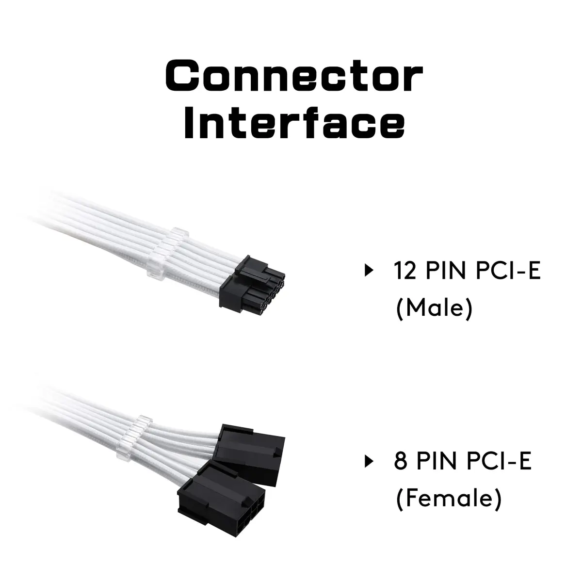 EZDIY-FAB RTX 3000 Series 12 Pin to Dual 8 Pin PCIe Sleeved Extension Cable 300mm | Black - view 3