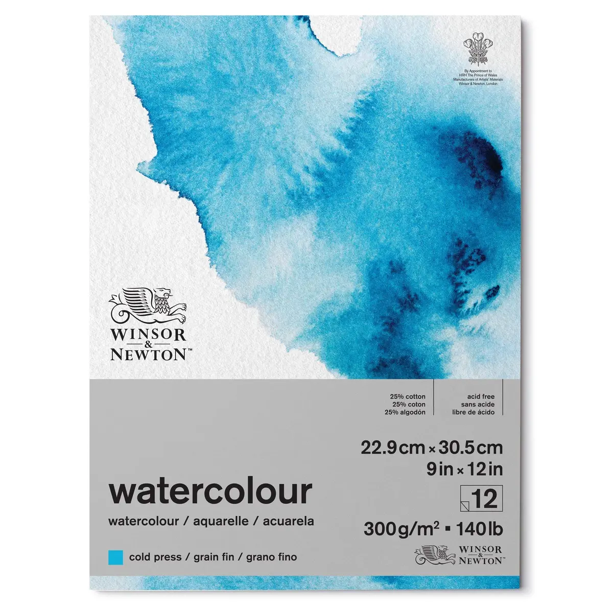 Winsor & Newton Watercolor Paper Pad, 9" x 12" | Cold Press, Bright Finish, 12 Sheets - main product image