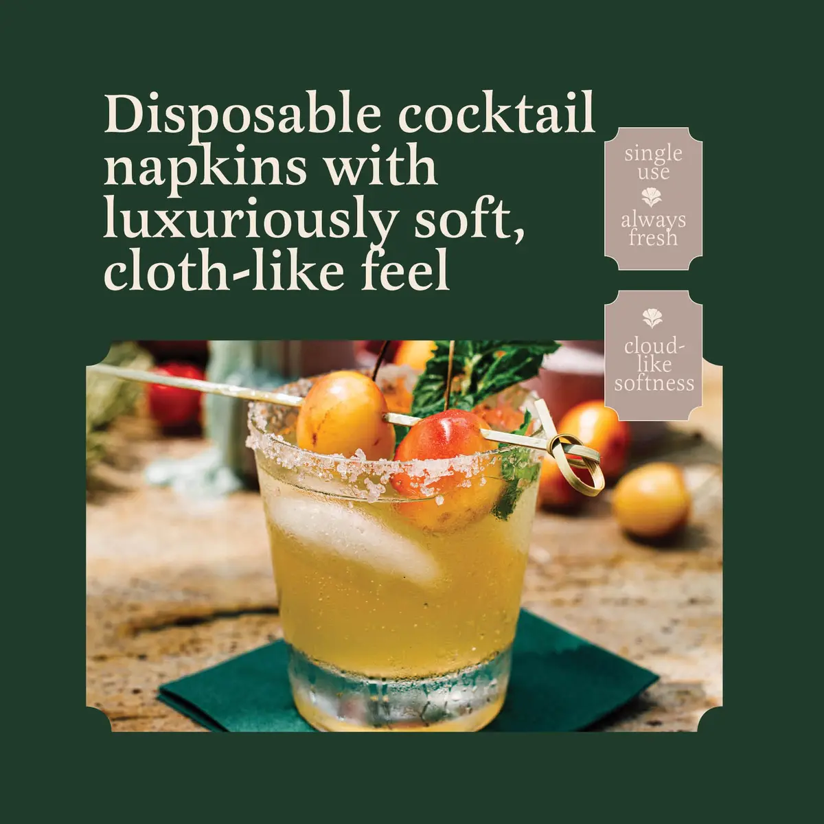 BloominGoods Linen-Feel Cocktail Napkins Dark Blue 12.7cm (5" x 5") | 200 Pack Soft & Absorbent - view 7