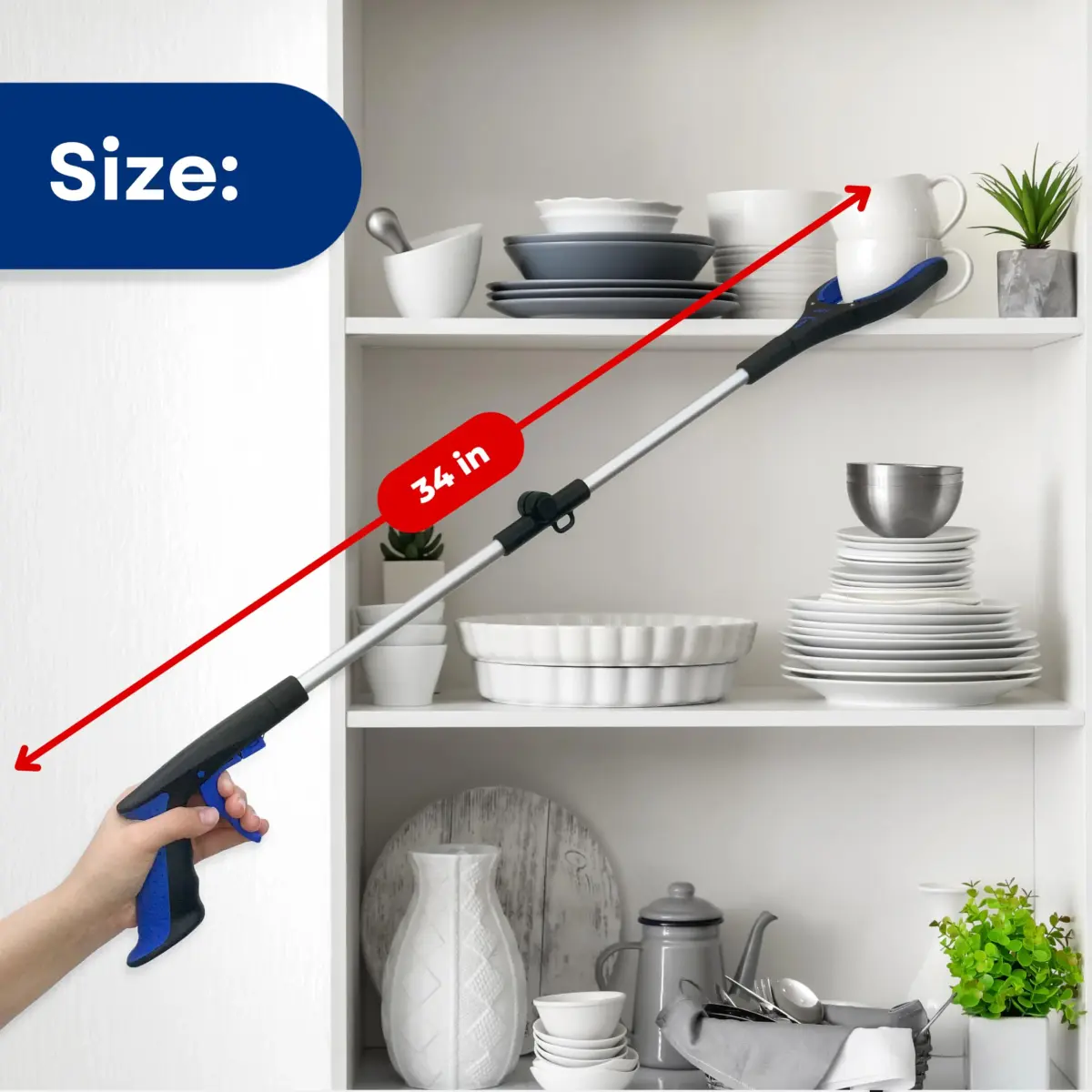 RMS 34 Inch Folding Reacher Grabber - Blue | Mobility Aid for Daily Living - view 7
