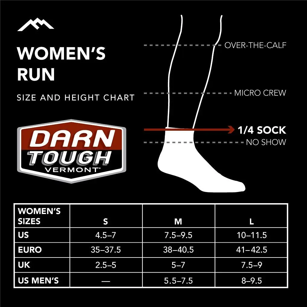 Darn Tough Vermont Women's Run Quarter Ultra-Lightweight Socks | Cushioned, Seamless, Merino Wool (Medium, Black) - view 4