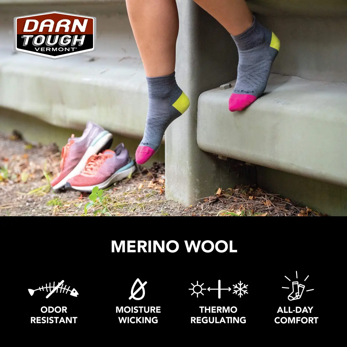 Darn Tough Vermont Women's Run Quarter Ultra-Lightweight Socks | Cushioned, Seamless, Merino Wool (Small, White) - view 6