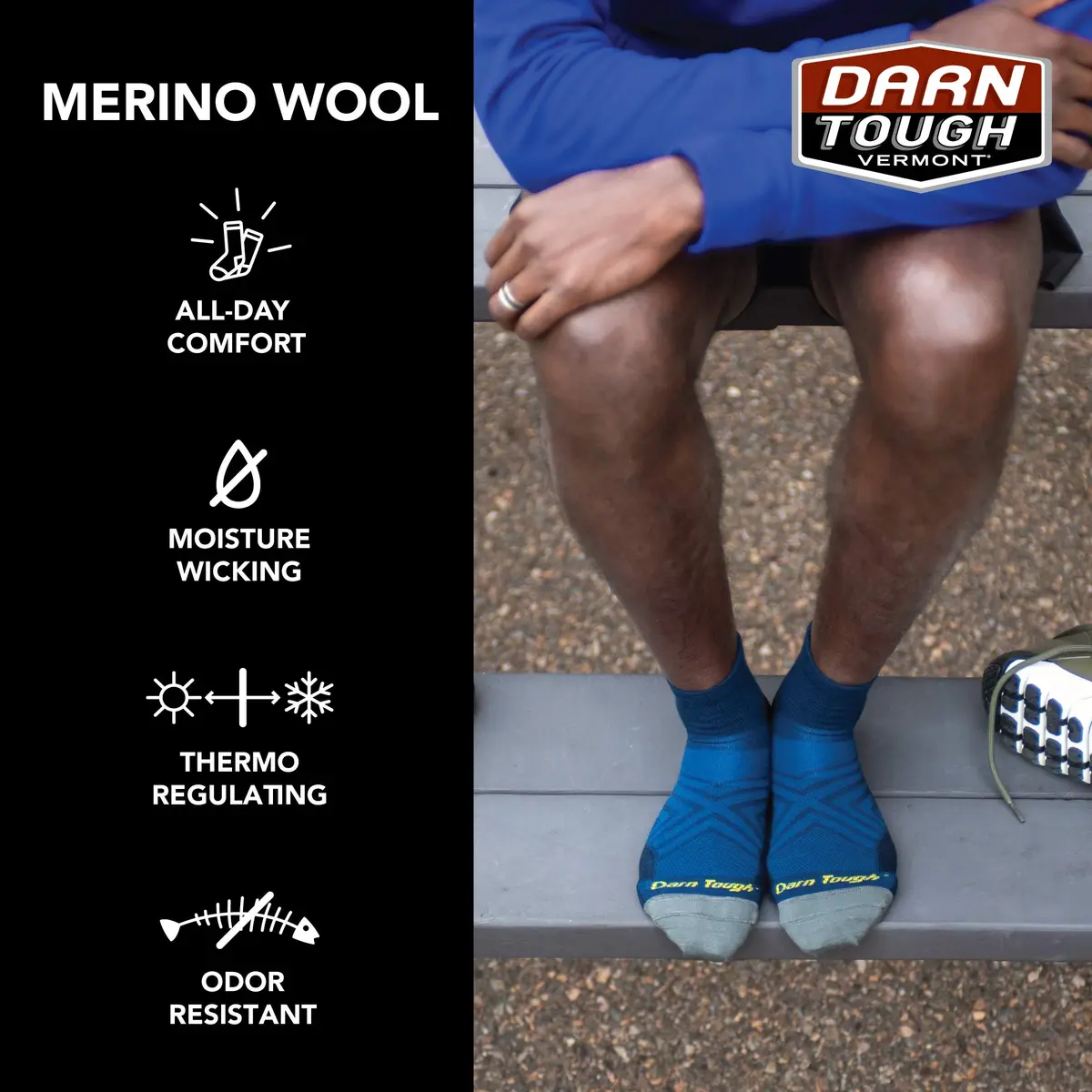 Darn Tough Vermont Men's Run 1/4 Ultra-Lightweight with Cushion Sock (Style 1040) - Black, Large - view 5