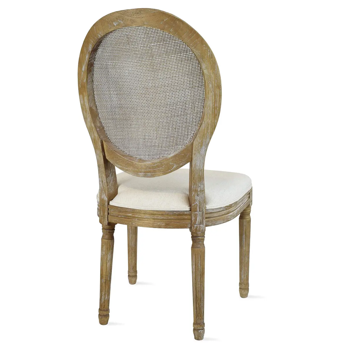 2xhome French Country Dining Chair | Upholstered Linen Fabric | Rustic Wooden Frame, Natural, Single - view 8