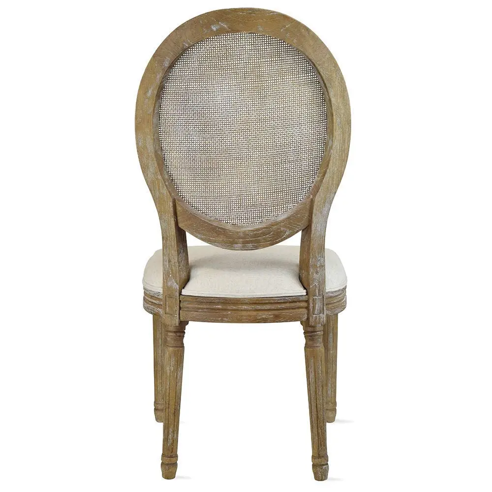 2xhome French Country Dining Chair | Upholstered Linen Fabric | Rustic Wooden Frame, Natural, Single - view 9