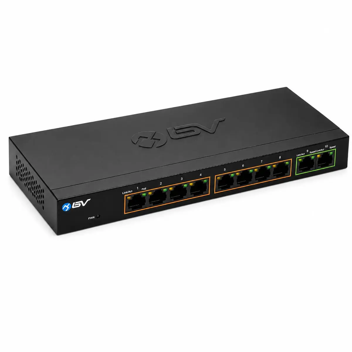 BV-Tech 8-Port PoE+ Gigabit Switch with 2 Gigabit Uplinks, 96W Total Power, NDAA Compliant, 802.3af/at, 30W per Port | High Power, NDAA Compliant - main product image