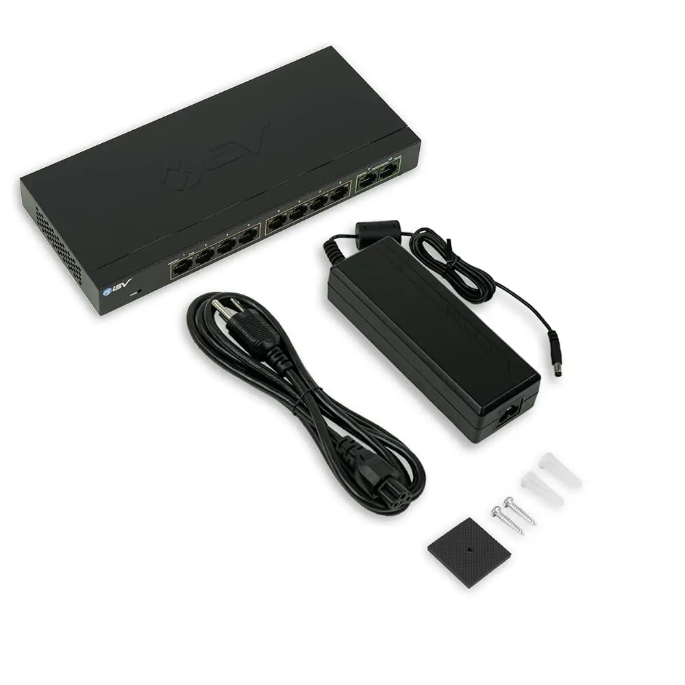 BV-Tech 8-Port PoE+ Gigabit Switch with 2 Gigabit Uplinks, 96W Total Power, NDAA Compliant, 802.3af/at, 30W per Port | High Power, NDAA Compliant - view 5