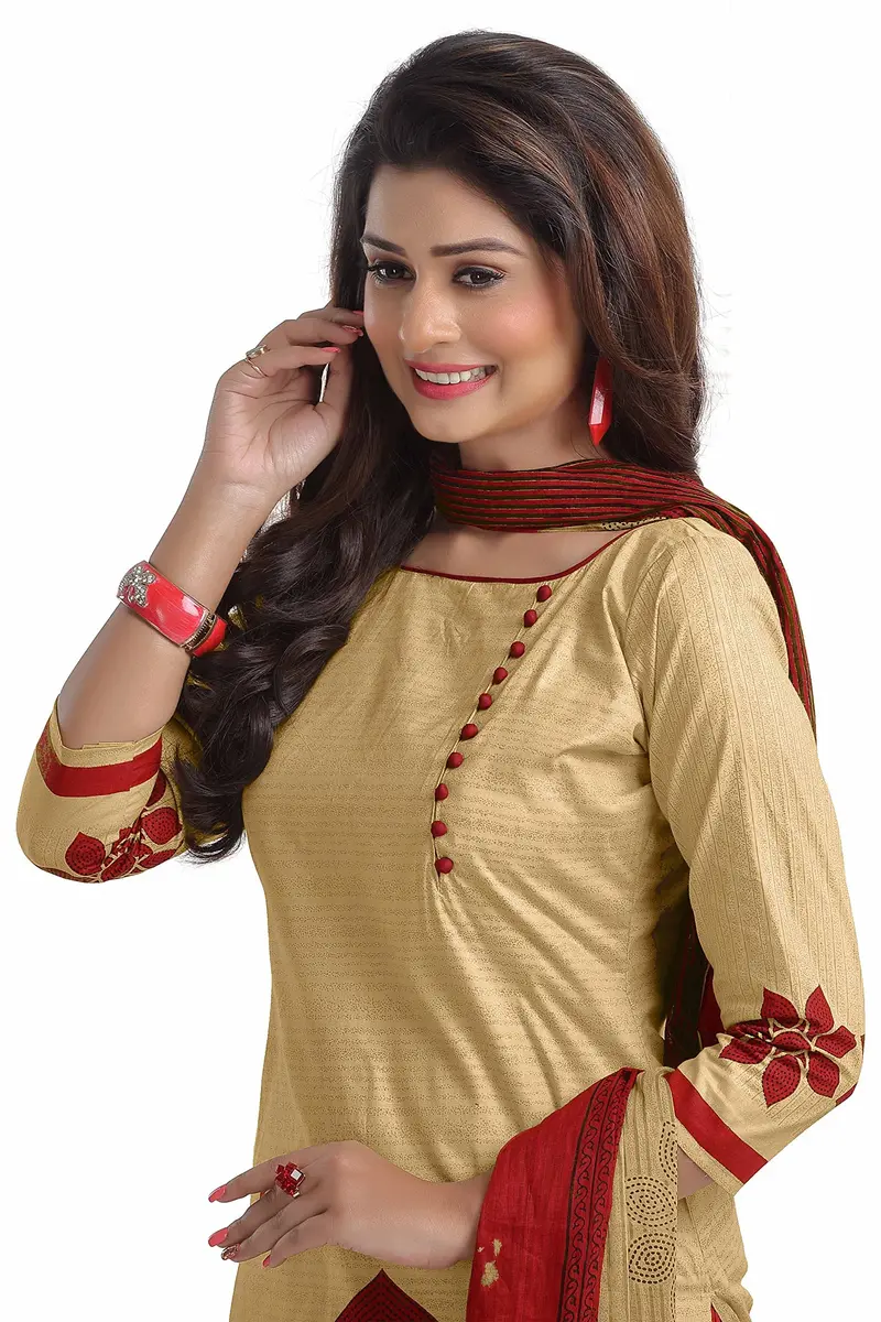 Miraan Women's Cotton Printed Readymade Salwar Suit X-Large Red | Casual & Traditional Wear - view 3