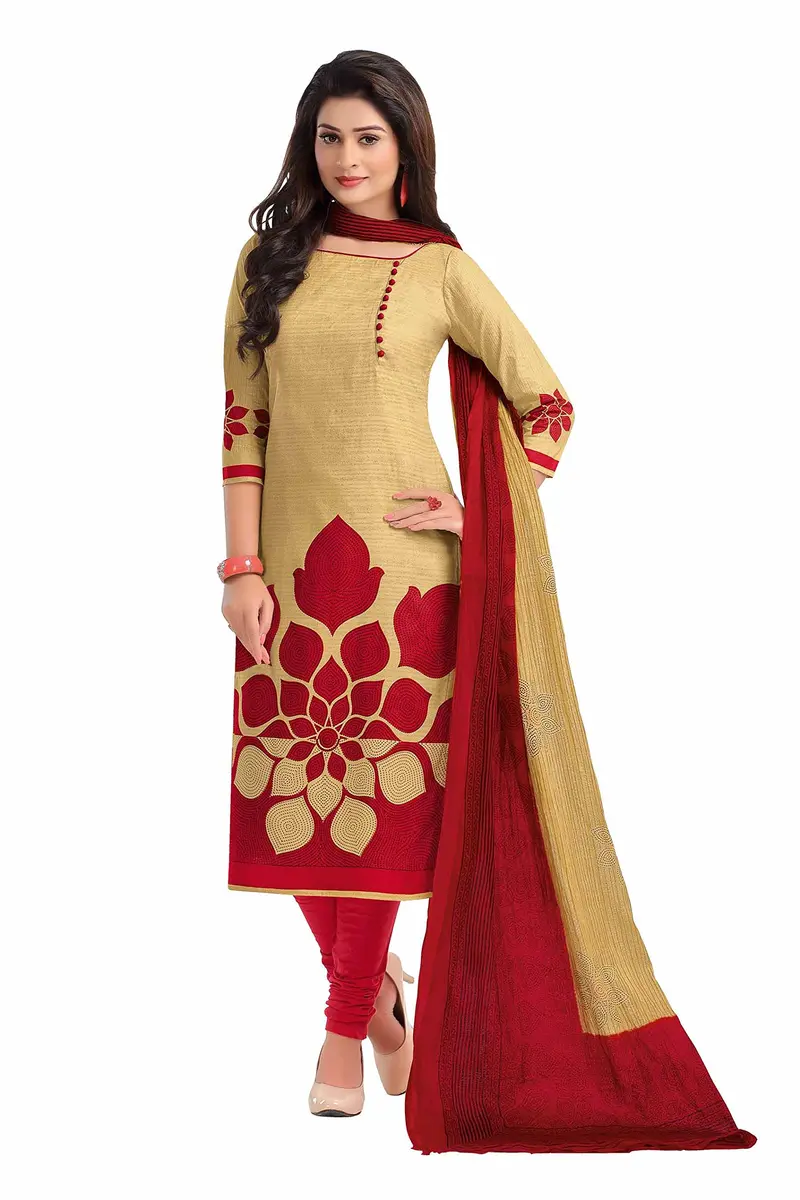Miraan Women's Cotton Printed Readymade Salwar Suit Large Red | Stylish, Durable & Light-Weight - main product image