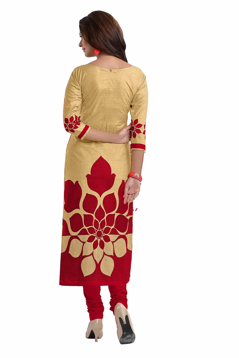 Miraan Women's Cotton Printed Readymade Salwar Suit Large Red | Stylish, Durable & Light-Weight - view 2