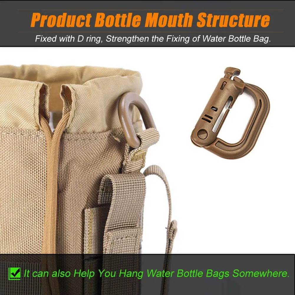 R.SASR Upgraded Tactical Drawstring Molle Water Bottle Holder Pouch 24 cm (9.45 in) | Connects to Molle Gear - view 5