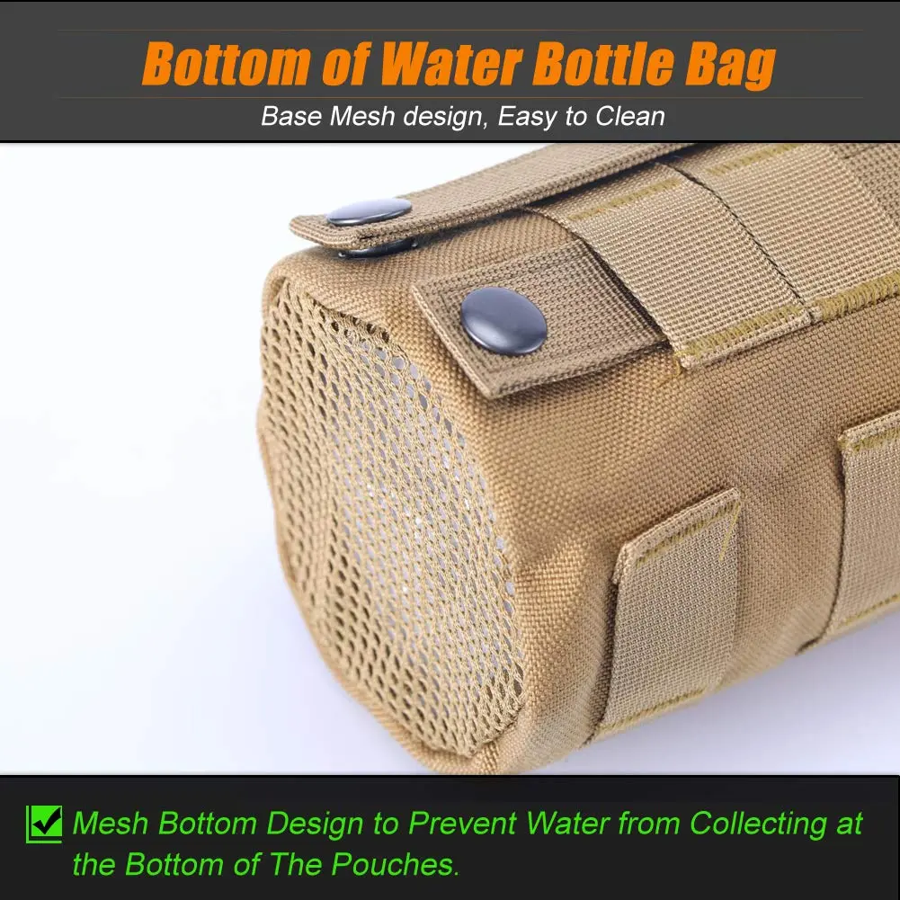 R.SASR Upgraded Tactical Drawstring Molle Water Bottle Holder Pouch 24 cm (9.45 in) | Connects to Molle Gear - view 6