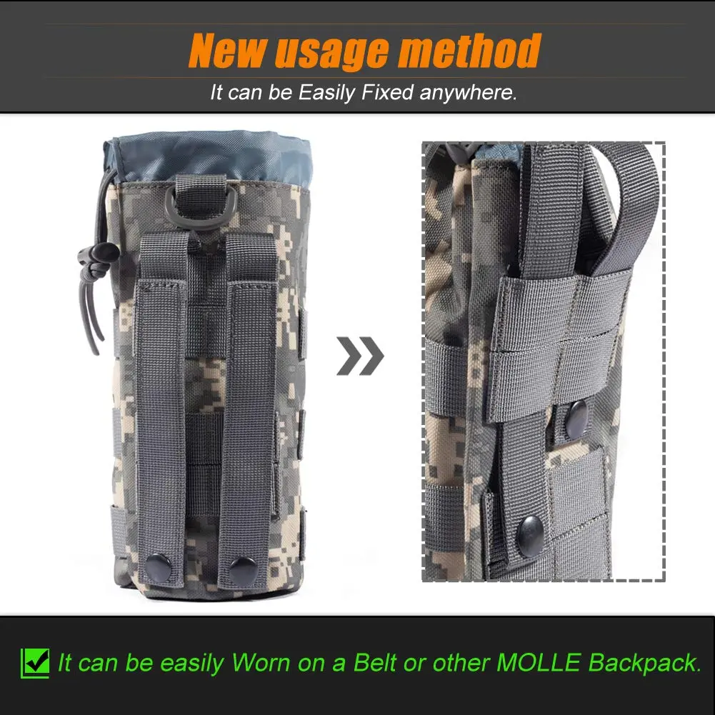 R.SASR Upgraded Tactical Drawstring Molle Water Bottle Holder Pouch 24 cm (9.45 in) | Connects to Molle Gear - view 7