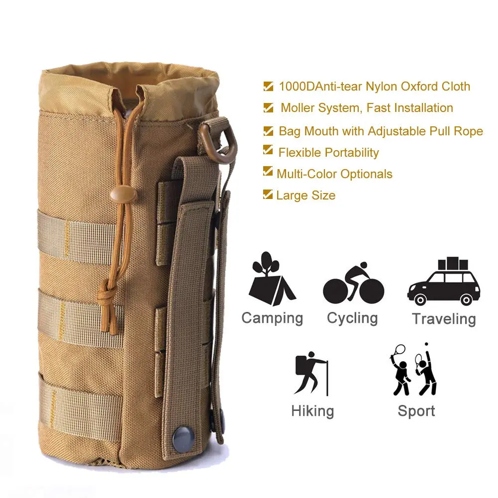 R.SASR Upgraded Tactical Drawstring Molle Water Bottle Holder Pouch 24 cm (9.45 in) | Connects to Molle Gear - view 2
