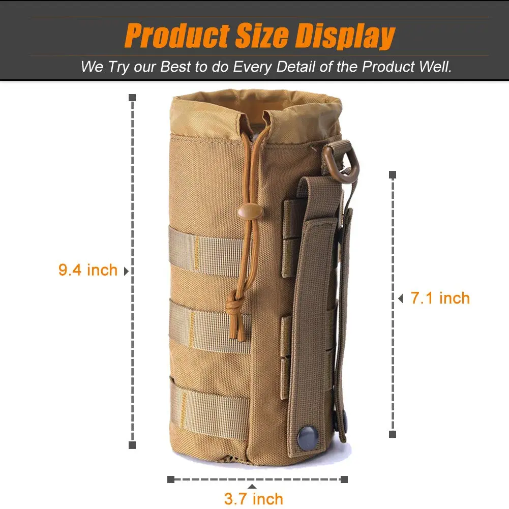 R.SASR Upgraded Tactical Drawstring Molle Water Bottle Holder Pouch 24 cm (9.45 in) | Connects to Molle Gear - view 3