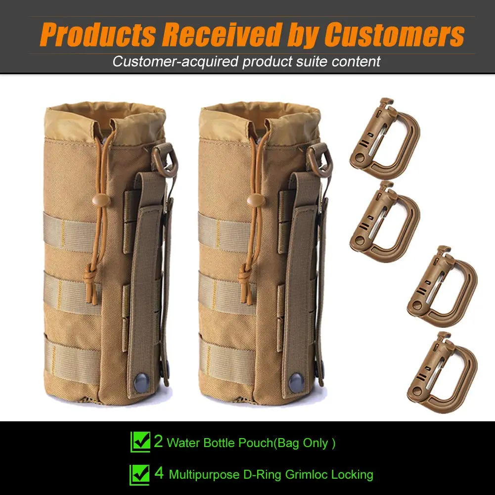 R.SASR Upgraded Tactical Drawstring Molle Water Bottle Holder Pouch 24 cm (9.45 in) | Connects to Molle Gear - view 4
