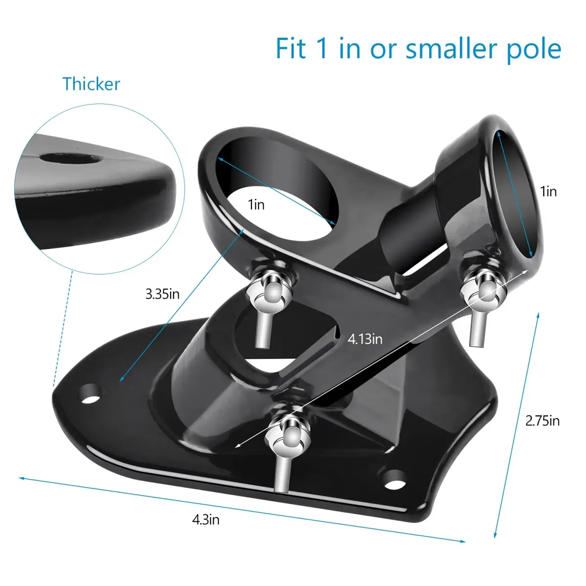 Haoridul Heavy Duty Flag Pole Holder 1" Diameter | Rust-Free Aluminum Mount for Outdoor House & Railing - view 4
