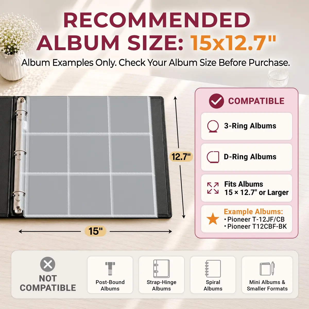 Dunwell 4x4 Photo Sleeves 12x12 | Holds 450 Photos, Archival Quality, 25-Pack - view 4