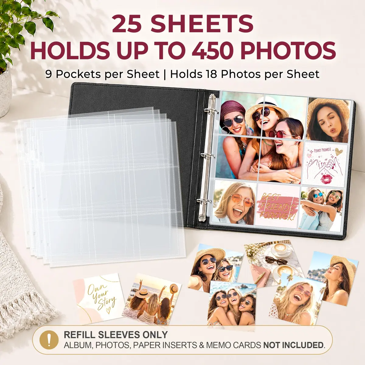 Dunwell 4x4 Photo Sleeves 12x12 | Holds 450 Photos, Archival Quality, 25-Pack - view 2