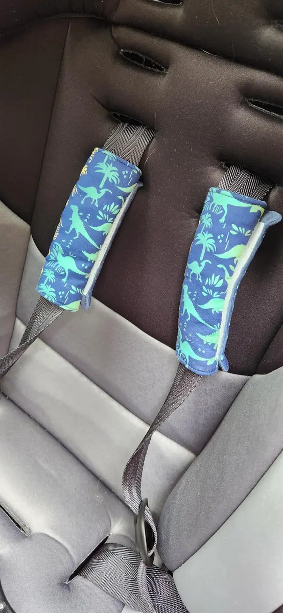 Culclendy Baby Car Seat Neck Cover in Dinosaur & Mint Minky | Reversible Strap Protector for Car Seat & Stroller - view 8