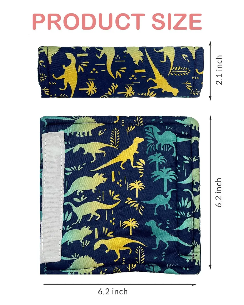 Culclendy Baby Car Seat Neck Cover in Dinosaur & Mint Minky | Reversible Strap Protector for Car Seat & Stroller - view 9