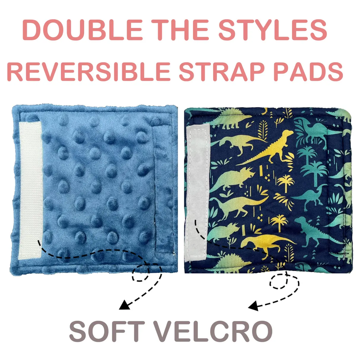 Culclendy Baby Car Seat Neck Cover in Dinosaur & Mint Minky | Reversible Strap Protector for Car Seat & Stroller - view 2