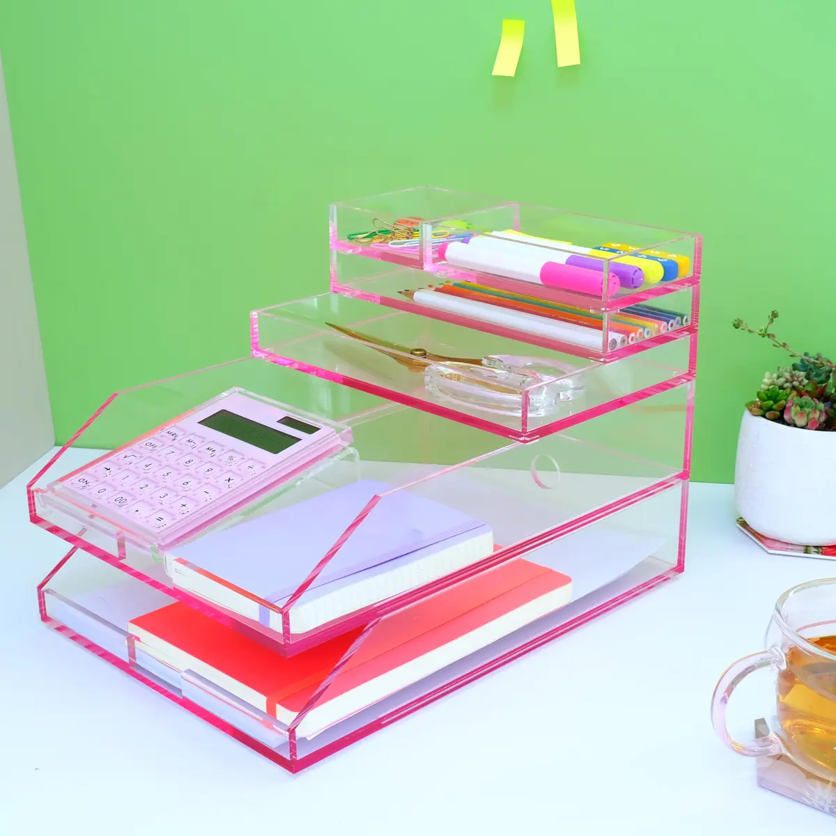 EXPUTRAN Acrylic Calculator with Stand, Pink | 12-Digit LCD Display, Solar & Battery Powered - view 3