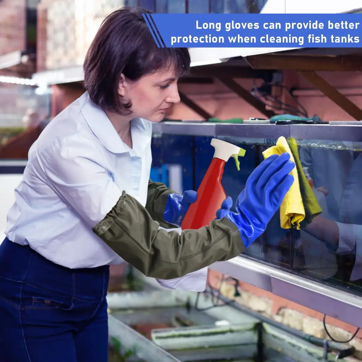 MUMUKE Long Waterproof Gloves 28 inch (71 cm) | Chemical Resistant PVC with Cotton Liner - view 5