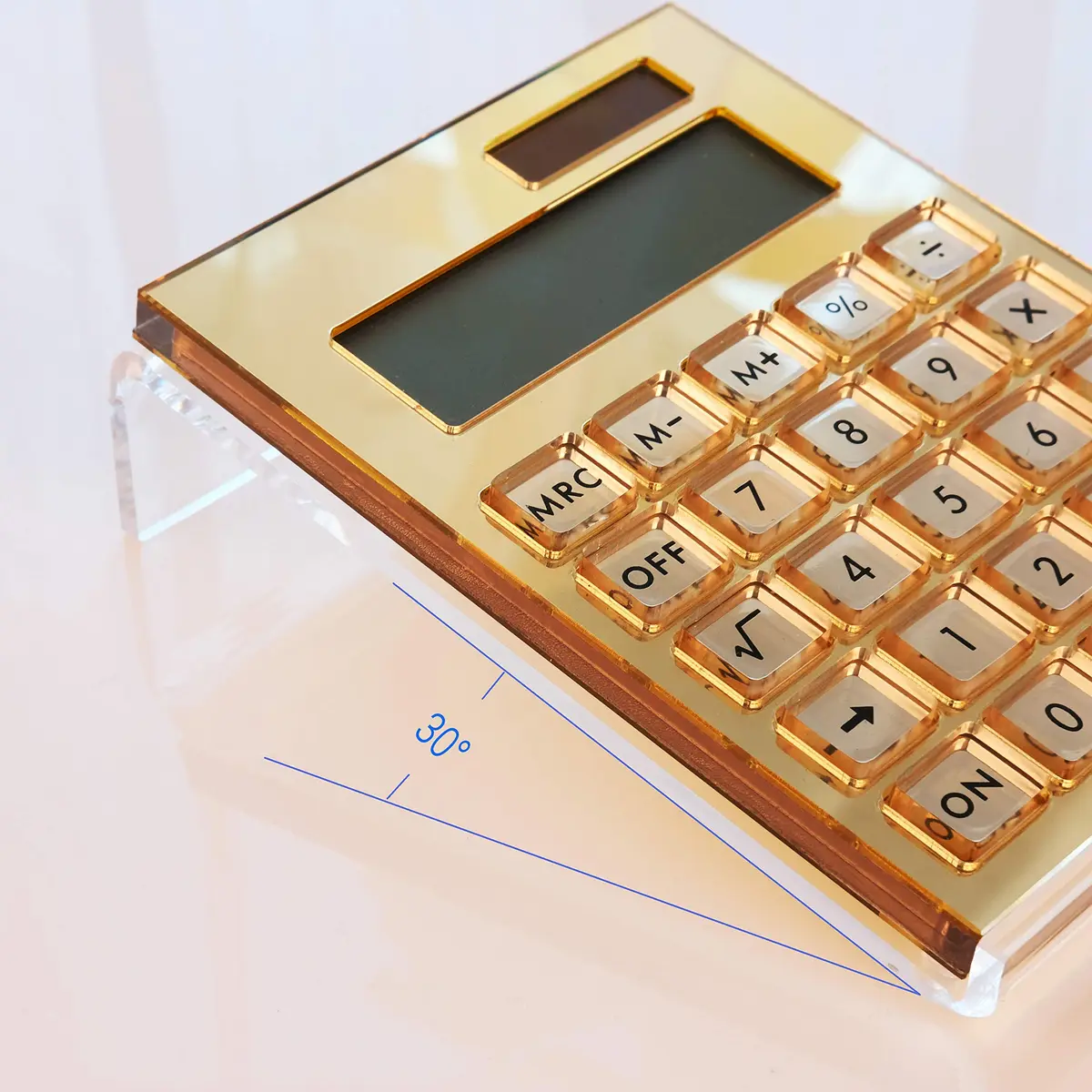 EXPUTRAN Acrylic Calculator with Stand, 12-Digit LCD Display, Solar & Battery Powered | Modern Gold Design - view 4