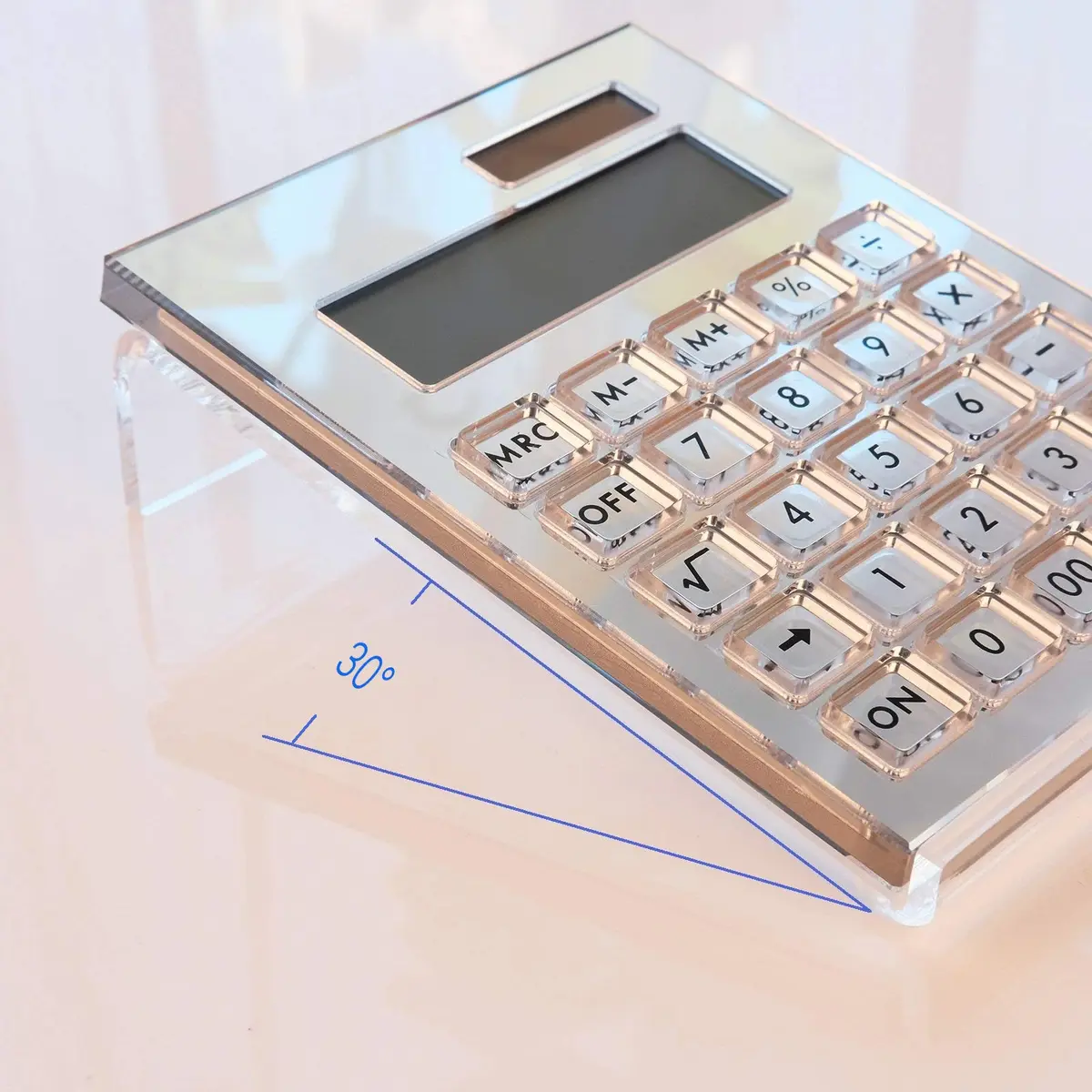 EXPUTRAN Acrylic Calculator with Stand, 12-Digit LCD, Dual Power | Home Office Desktop Accessories (Silver, 15cm x 11cm) - view 4
