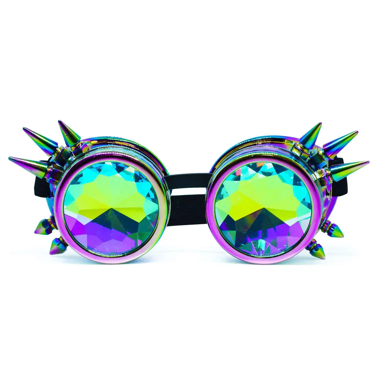 SoJourner Bags Steampunk Goggles - Trippy Rave Glasses for Cosplay & Festival | Rainbow Prism Effect (70-120 chars) - main product image