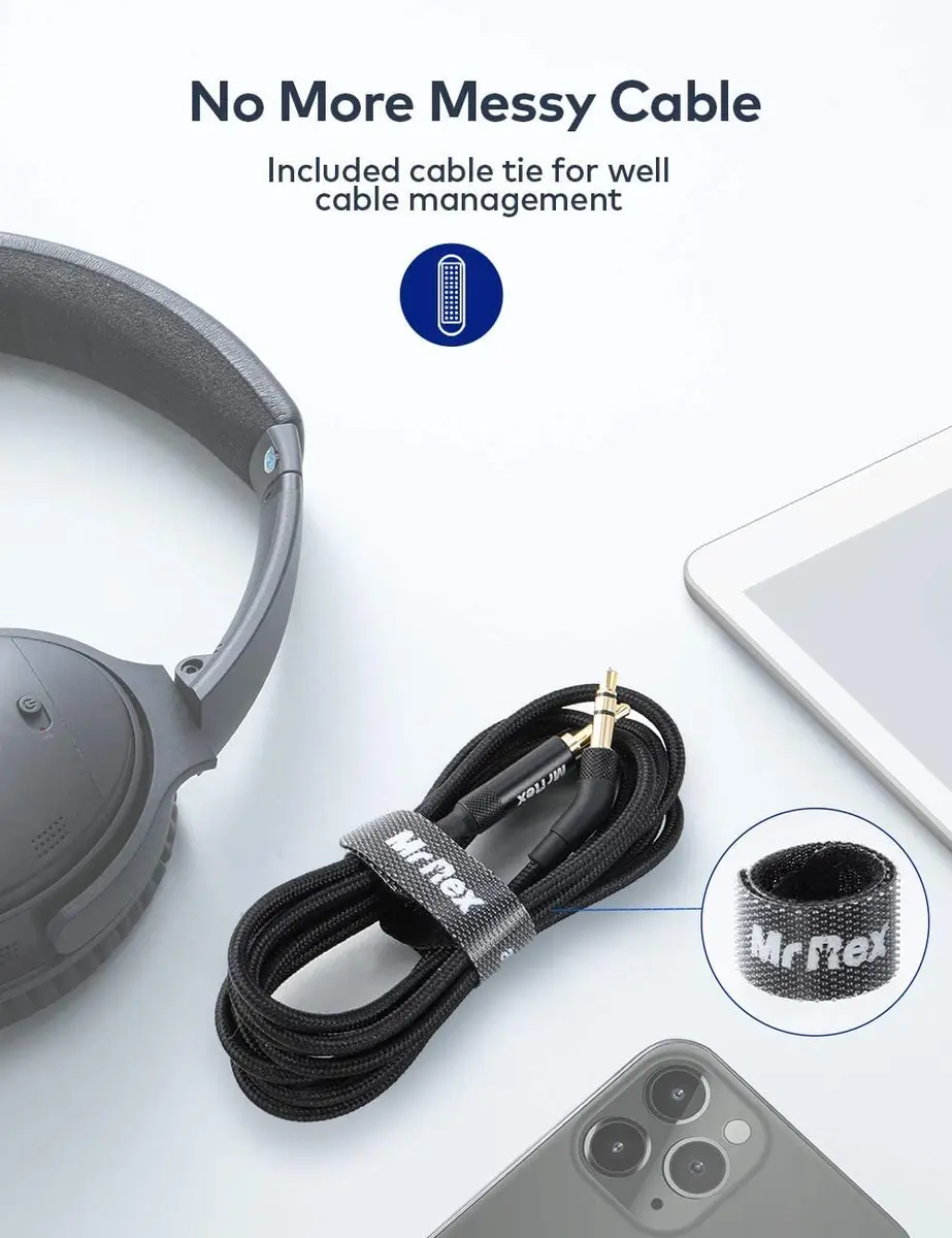 Mr Rex Nylon Braided 2.5mm to 3.5mm Audio Aux Cable 1.5m (5ft) | Superior Sound Quality for Bose, JBL, AKG Headphones - view 6