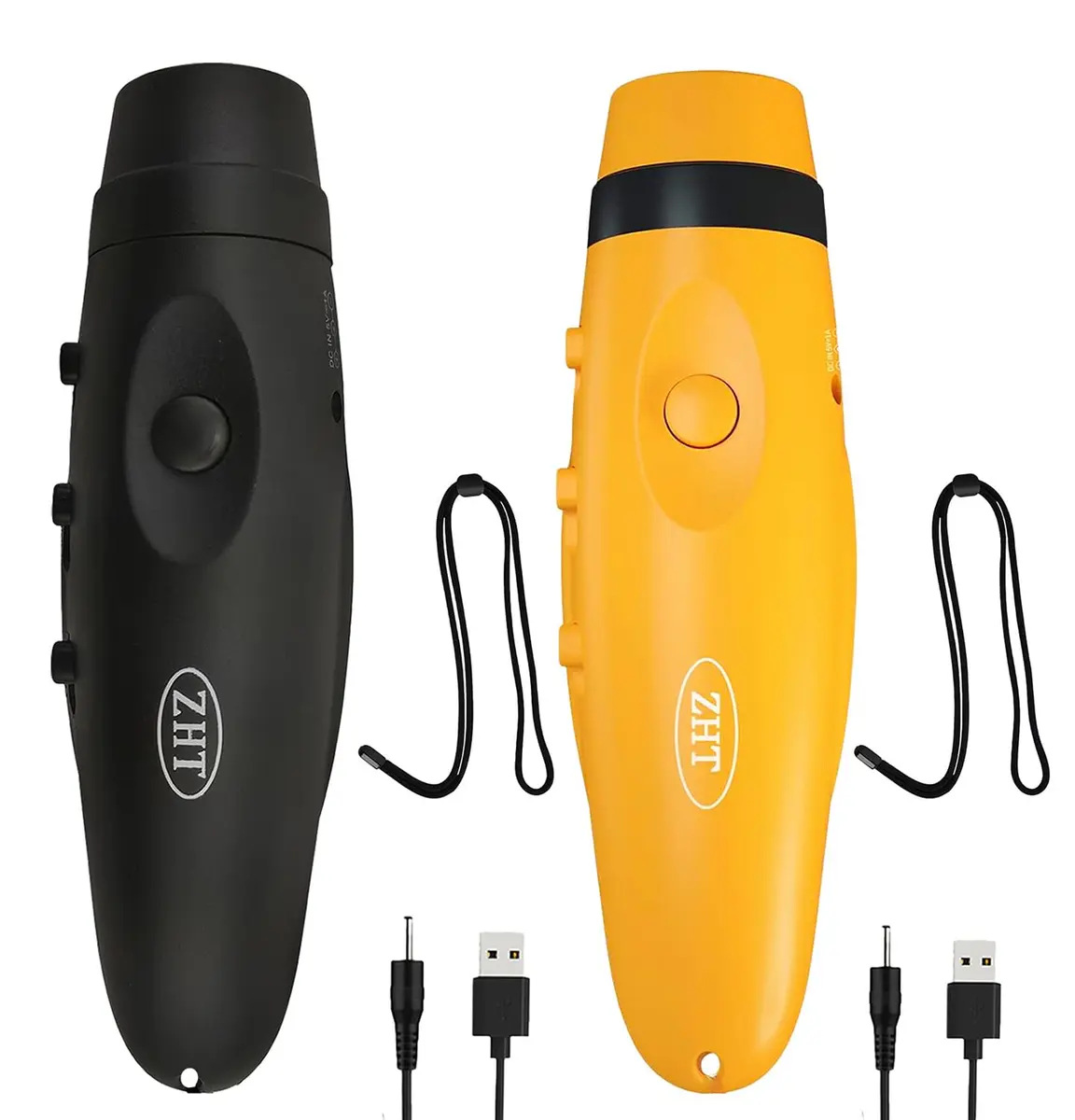 ZHT Electronic Whistle 2-Pack (Black & Yellow) | USB Rechargeable 120dB 3-Tone with Lanyard - main product image