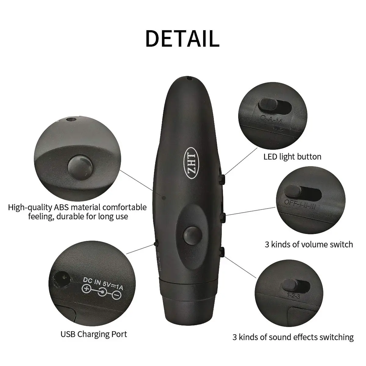 ZHT Electronic Whistle 2-Pack (Black & Yellow) | USB Rechargeable 120dB 3-Tone with Lanyard - view 5