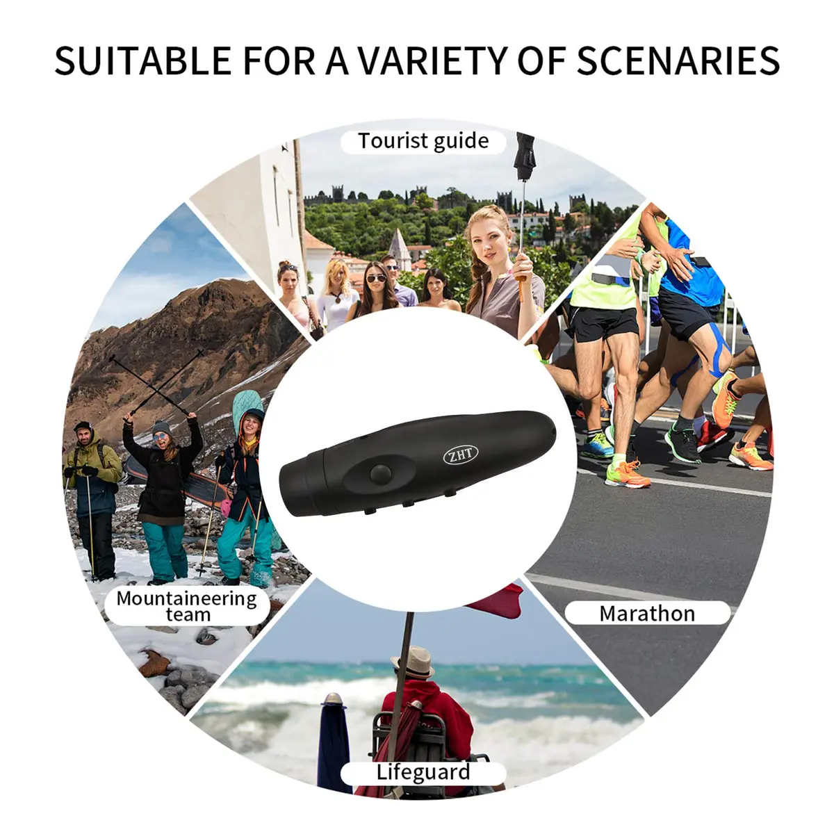 ZHT Electronic Whistle 2-Pack (Black & Yellow) | USB Rechargeable 120dB 3-Tone with Lanyard - view 6