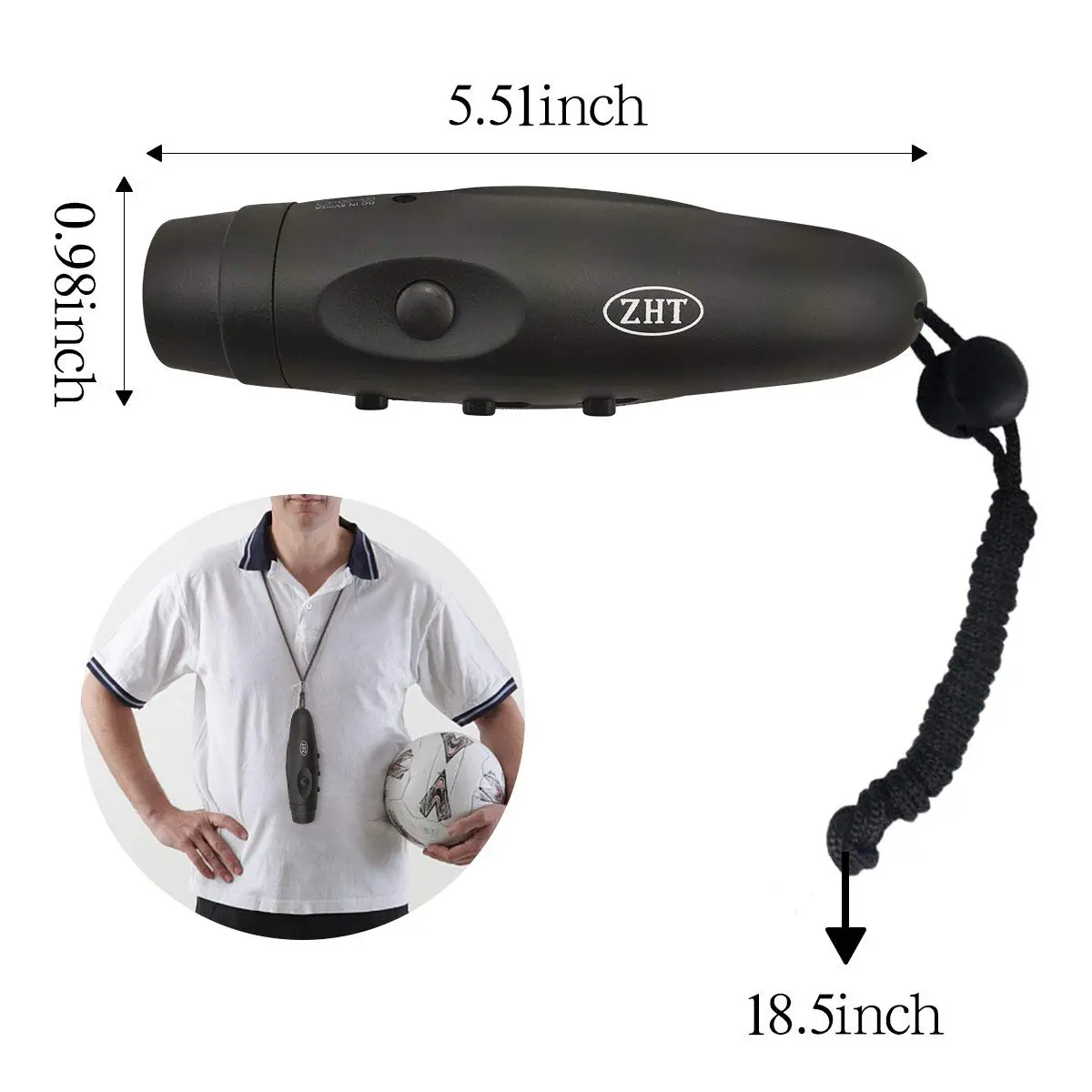 ZHT Electronic Whistle 2-Pack (Black & Yellow) | USB Rechargeable 120dB 3-Tone with Lanyard - view 7