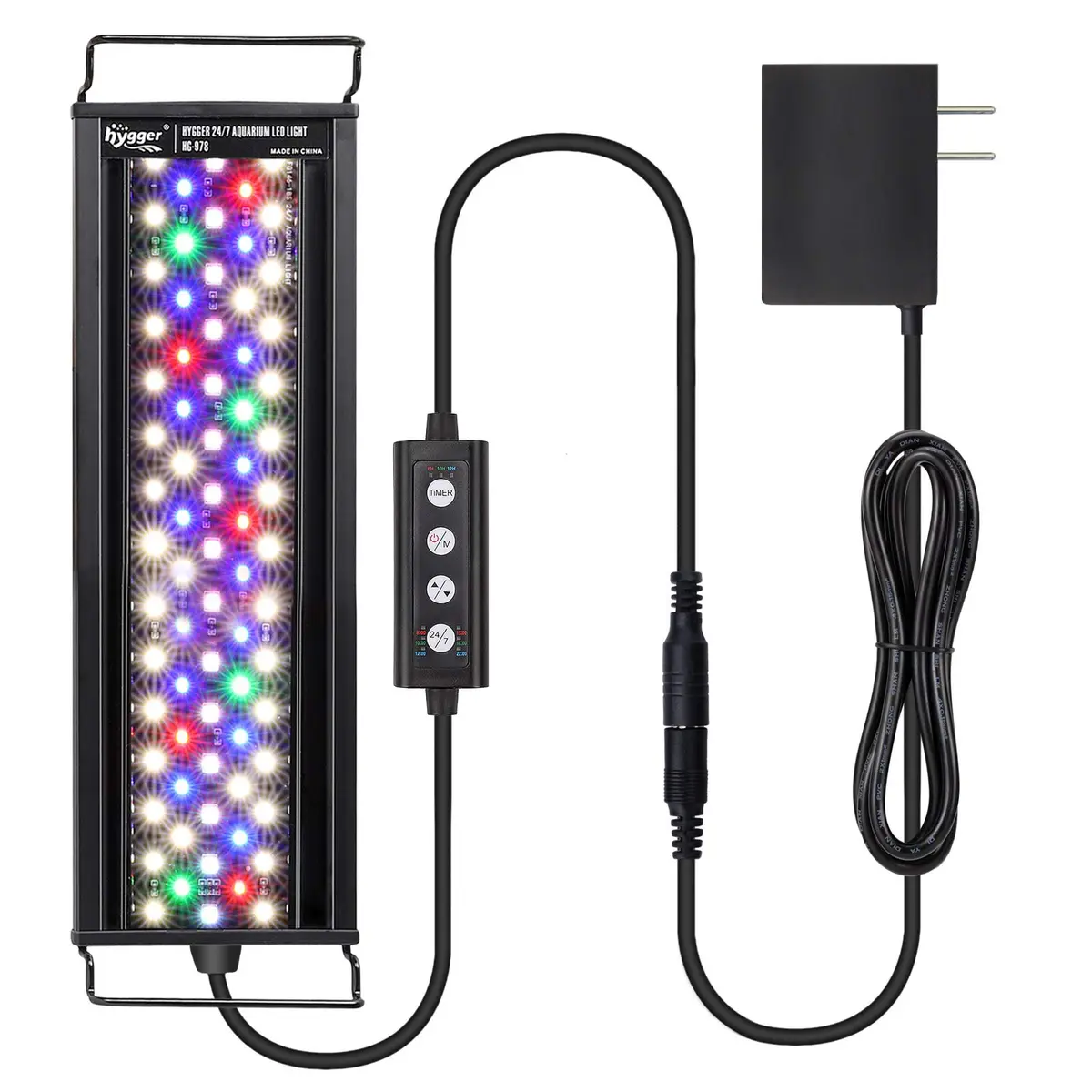 hygger Fish Aquarium LED Light, 14W 24/7 Sunrise-Daylight-Moonlight Mode, Adjustable Timer & Brightness, Extendable Bracket, 7 Colors for Planted Tank - main product image