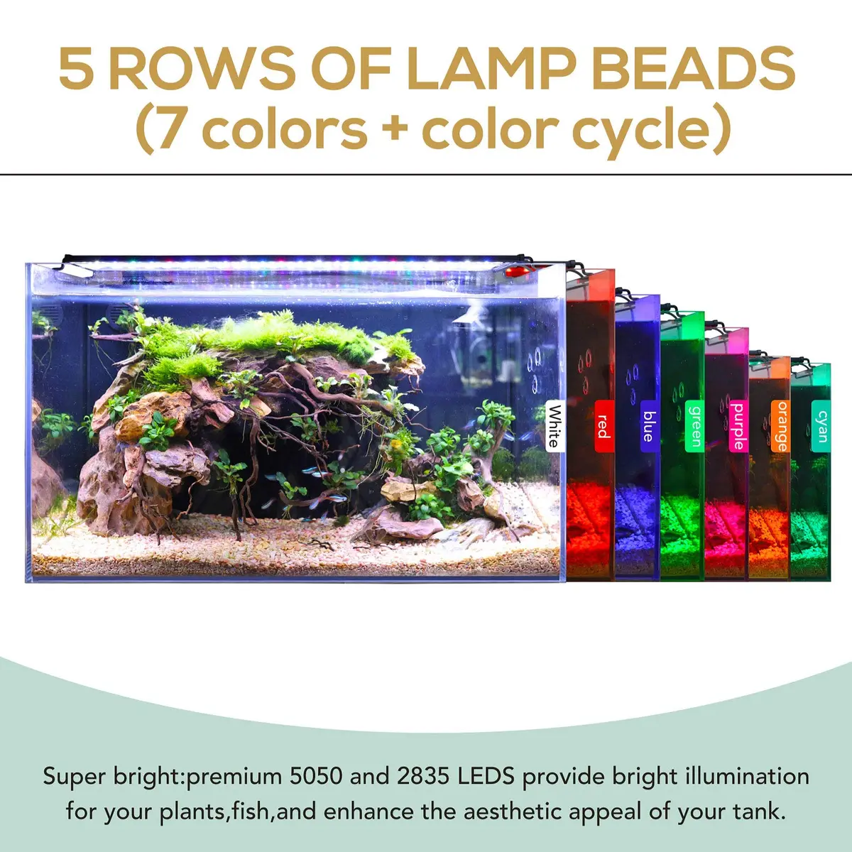 hygger 42W 24/7 Aquarium LED Light | Sunrise-Daylight-Moonlight & DIY Modes, Timer, Extendable Bracket - view 4