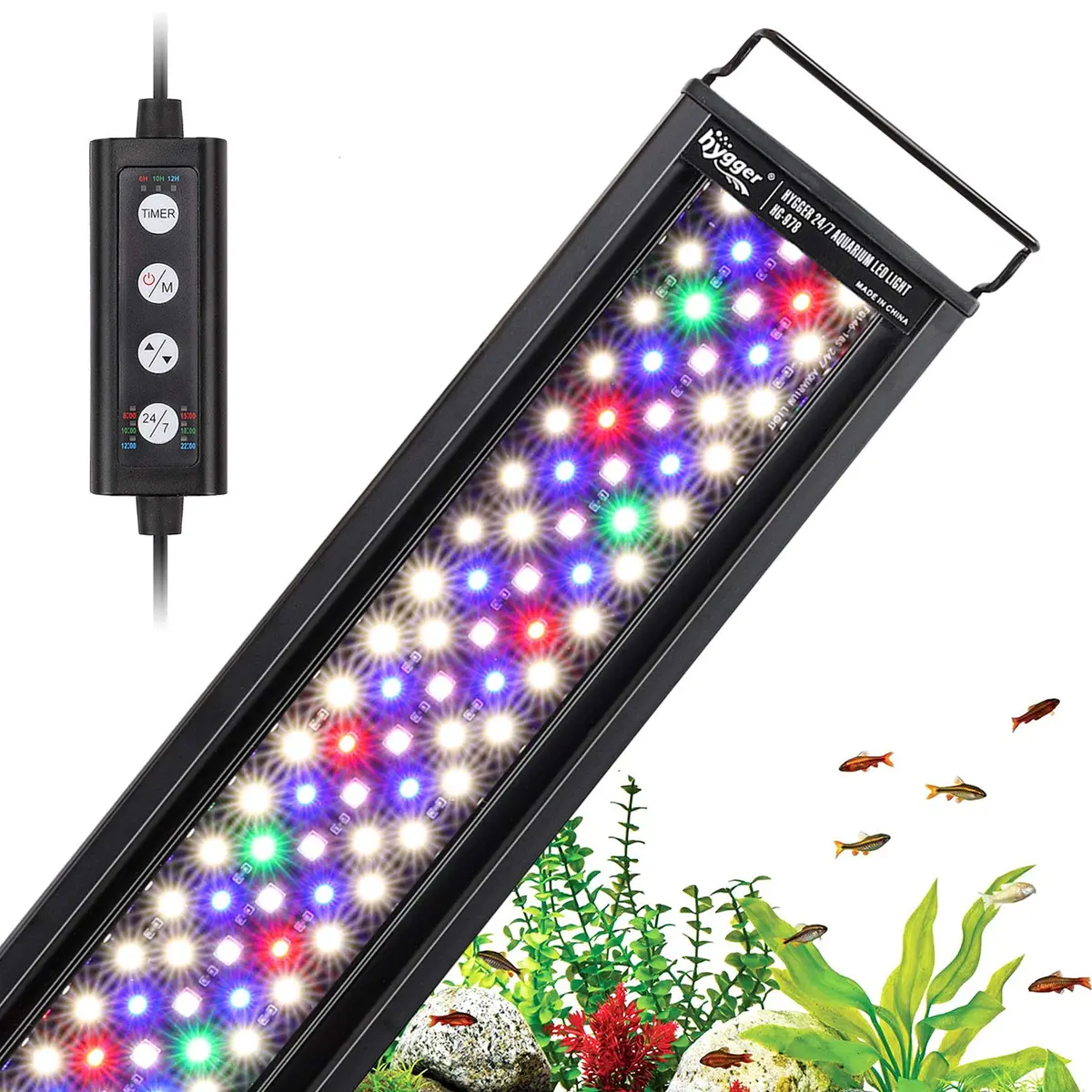 hygger 42W 24/7 Aquarium LED Light | Sunrise-Daylight-Moonlight & DIY Modes, Timer, Extendable Bracket - main product image