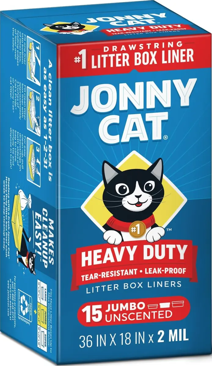 Jonny Cat Heavy Duty Tear-Resistant Litter Box Liners 15ct | No Leak, Claw Proof, Jumbo Fit - main product image