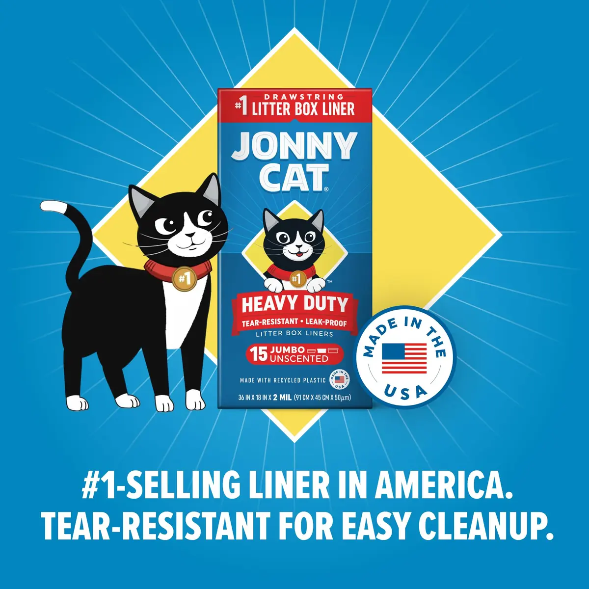Jonny Cat Heavy Duty Tear-Resistant Litter Box Liners 15ct | No Leak, Claw Proof, Jumbo Fit - view 4