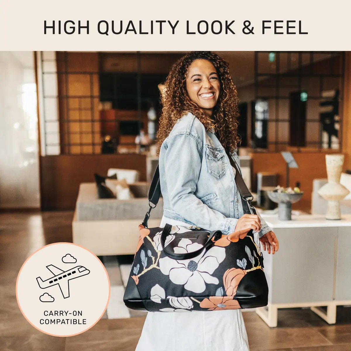 Jadyn Luna Women's Weekender Bag and Travel Duffel 37L | Durable Polyester, Vegan Leather Accents - view 3