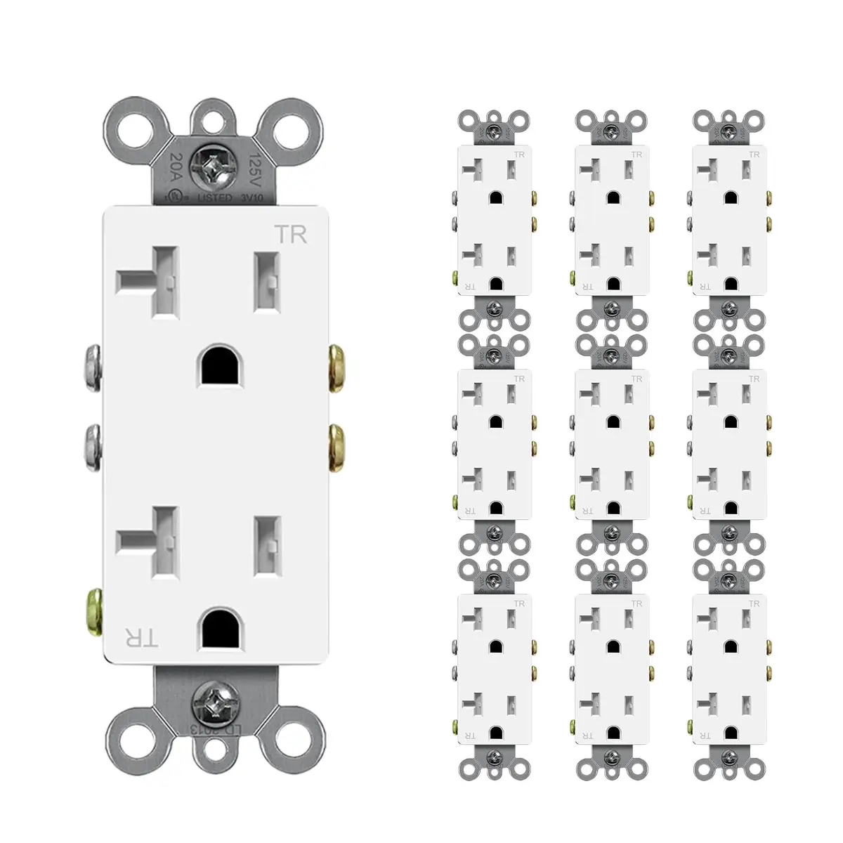 micmi Decorator Receptacle Outlet 20 Amp 125V Grounding UL Listed | Tamper Resistant, Gold Finish - main product image