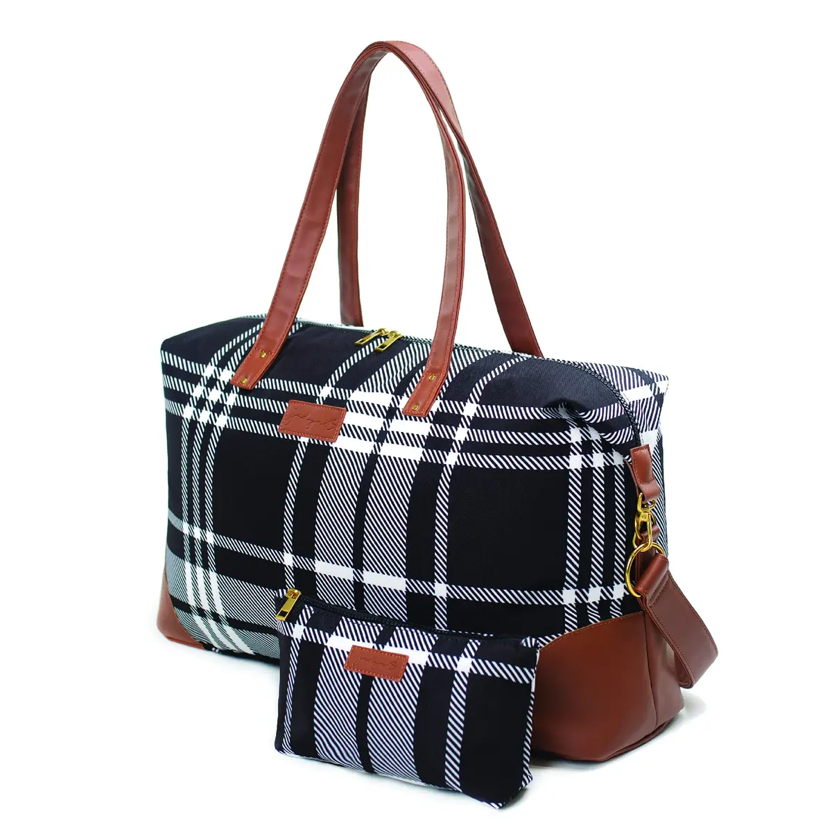 Jadyn Luna Women's Weekender Bag and Travel Duffel, Large 37 Liter Capacity (Plaid) | Durable Polyester & Vegan Leather - main product image