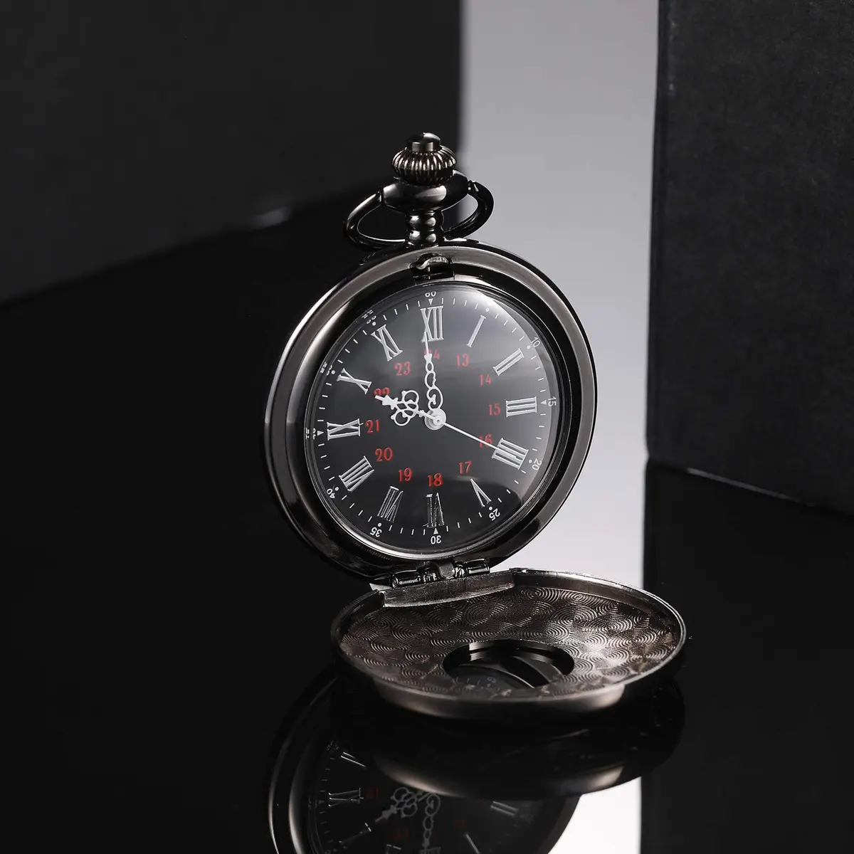 Hicarer Silver Watch Vintage Pocket Watch with Chain | Classic Roman Numerals, 4.6cm Diameter, 37cm Chain - view 7