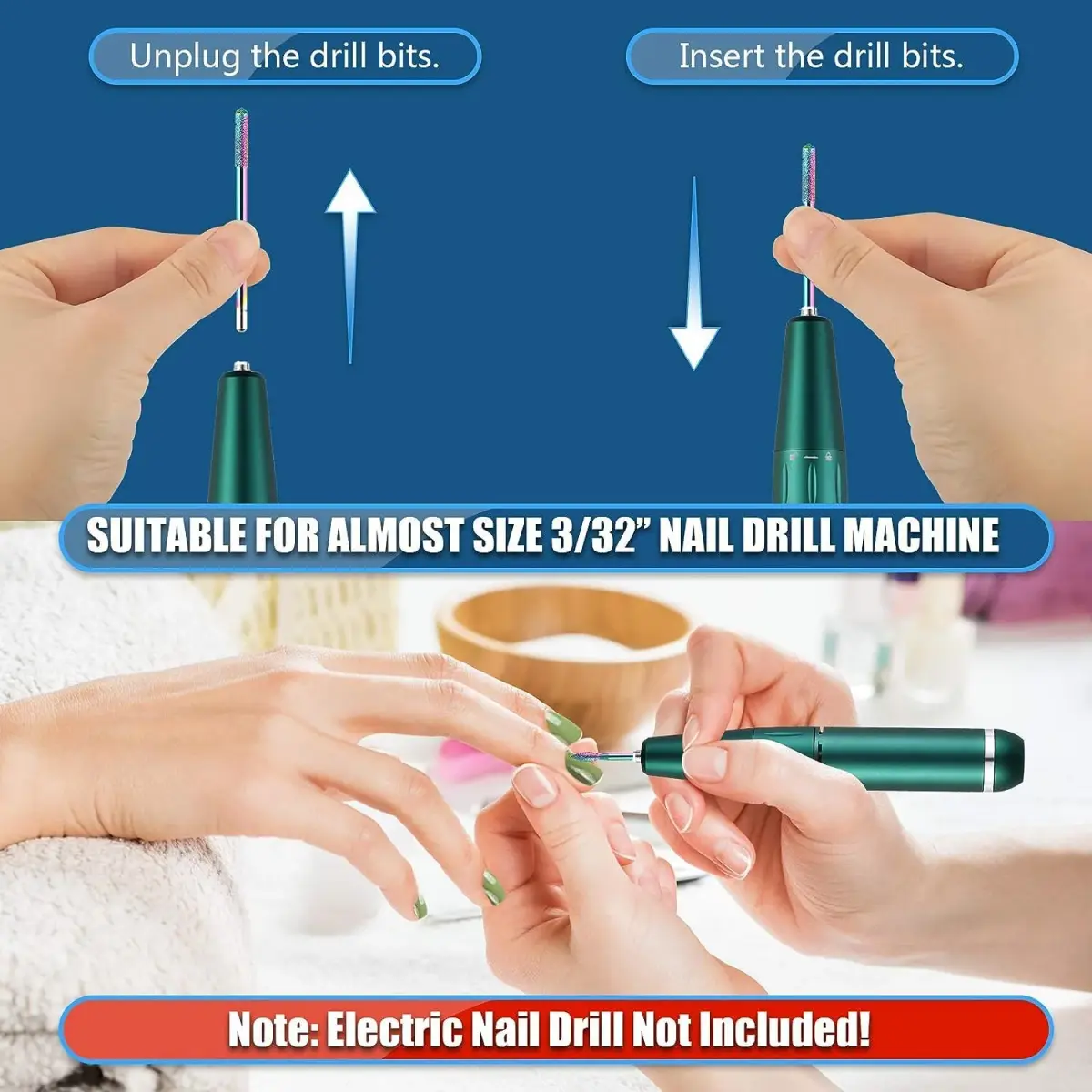 Depvko 21pcs Nail Drill Bits Set - 3/32 Inch Ceramic Electric Nail File - view 4