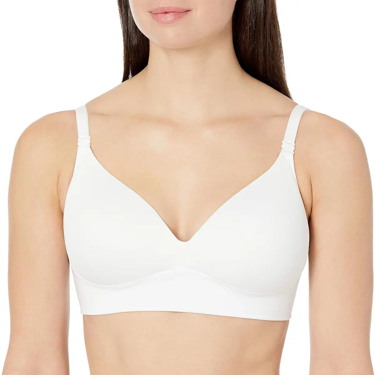 Warner's Blissful Benefits Allover-Smoothing Wireless Longline Bra, Classic White, 36B | Supportive & Comfortable - main product image