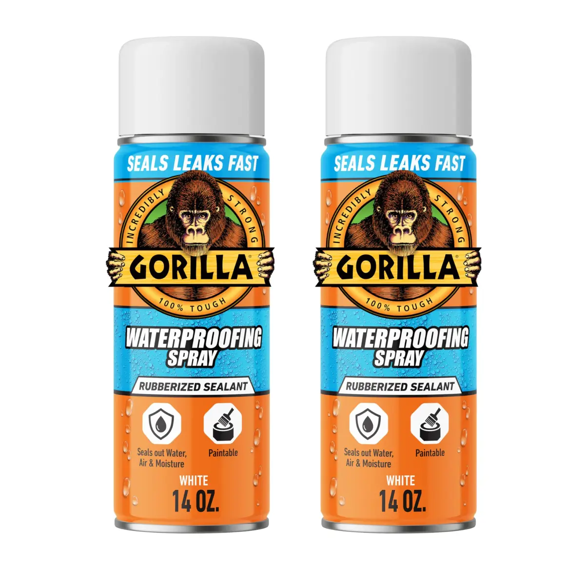 Gorilla Waterproofing Spray White 16 oz (473ml) 2-Pack | Flexible Rubberized Sealant for Leaks - main product image