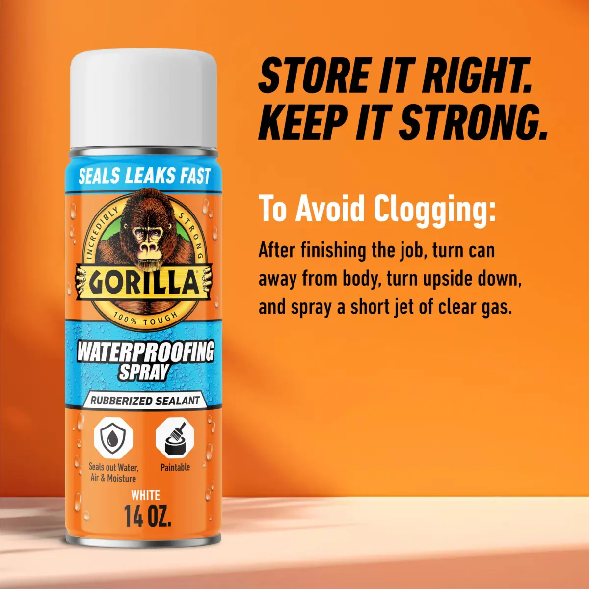 Gorilla Waterproofing Spray White 16 oz (473ml) 2-Pack | Flexible Rubberized Sealant for Leaks - view 7
